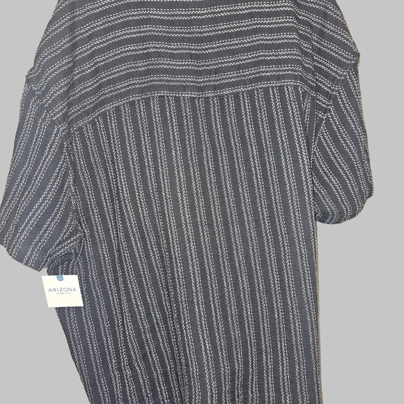 Arizona Jean Company Black and White Striped Casual Shirt - Picture 6 of 12